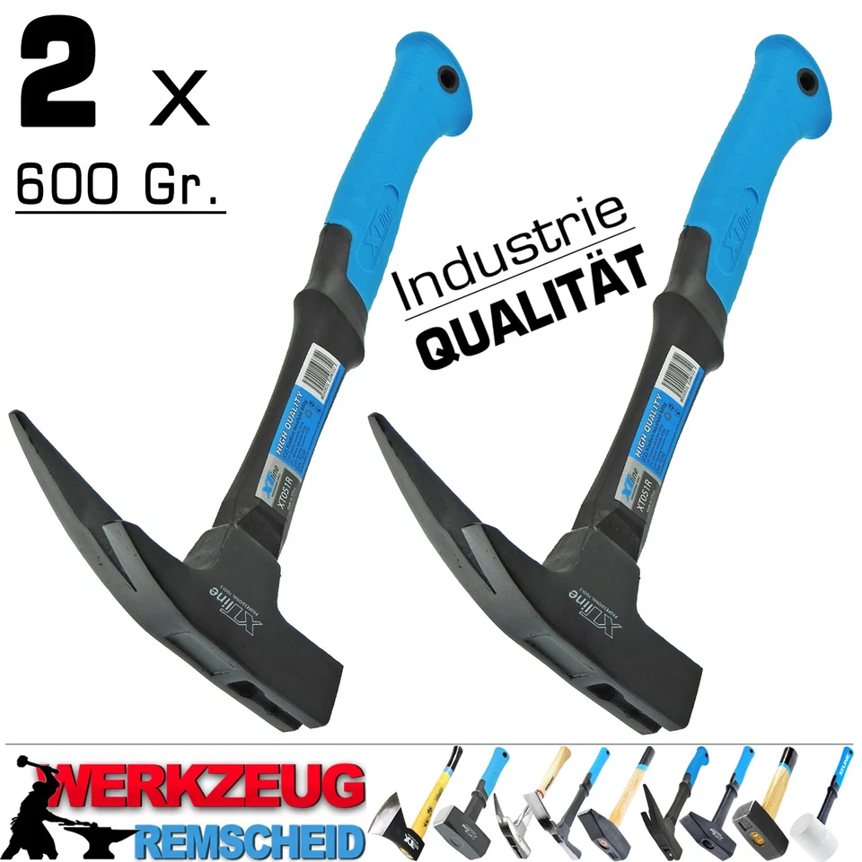 XTLINE 2 x Latthammer Maurer Dachdecker Zimmermann Nagel Hammer Fiberglas ERGO 600 g
