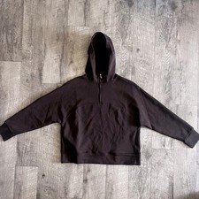 GapFit Womens Espresso Brown Half Zip Pullover Hoodie Small Relaxed Fit Boxy