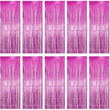10 PCS Pink Foil Fringe Curtains Tinsel Backdrop Party Streamers