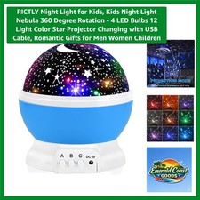 Night Light for Kids, Kids Night Light Nebula 360 Degree Rotation - 4 LED Bul...