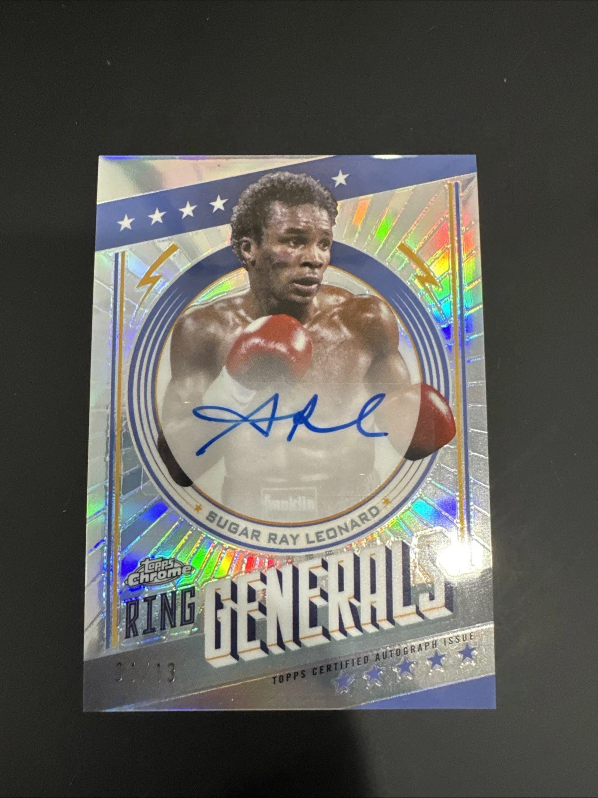 2024 Topps Chrome Boxing Sugar Ray Leonard Auto /13 Ring Generals Case Hit Rare