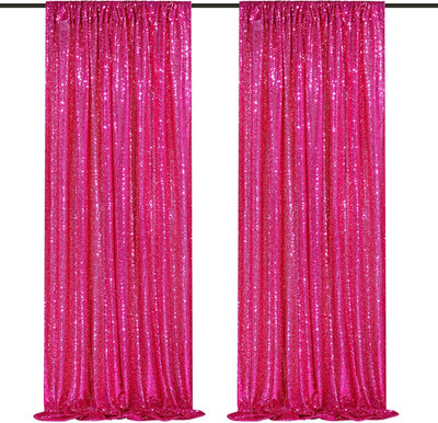 Hot Pink Sequin Backdrop 2 Panels 2Ftx8Ft Photo Backdrop Curtains Glitter Backgr