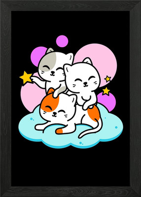 Niedliche Kätzchen Katzen Familie gerahmtes Wandbild Poster Leinwanddruck Bild