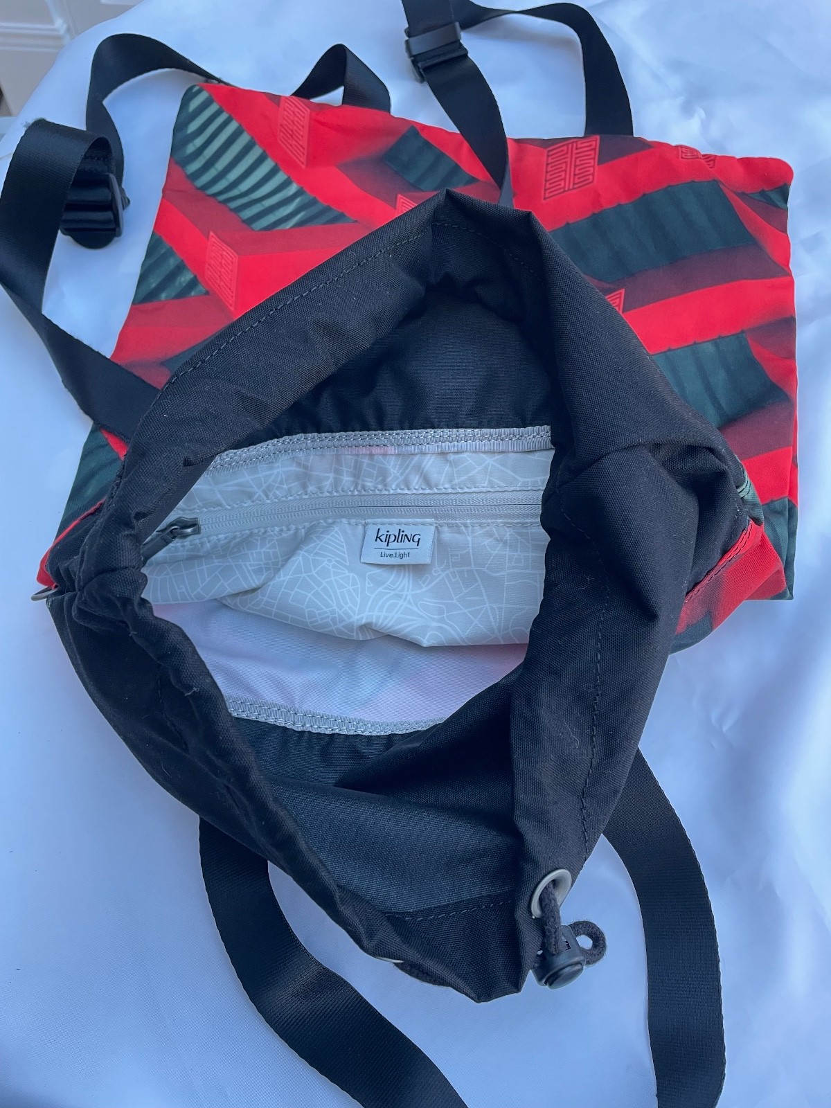 Kipling Livelight Red Patterned Back Pack Shoulde… - image 5