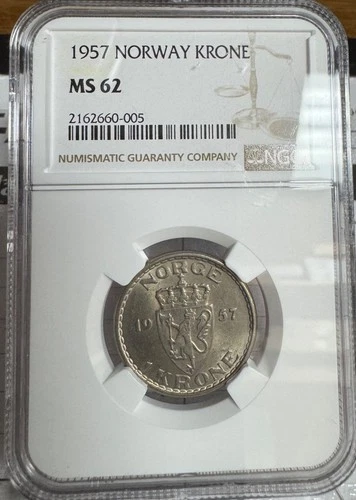 NORWAY 1957 1 KRONE NGC MS 62 0925009