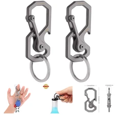 Titanium Keychain 2-Pack Heavy Duty Carabiner Clip With Bottle Opener For