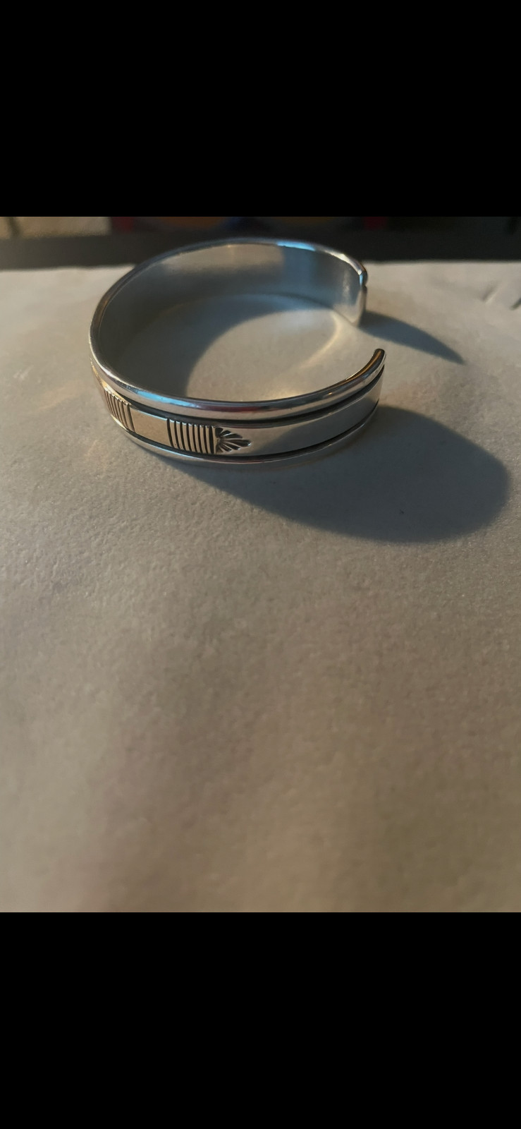 NAVAJO BRUCE MORGAN CUFF STERLING SILVER & 14K GO… - Gem
