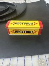 Wrigley's Juicy Fruit Chewing Gum  Metal Tin Hinged Container 6 1/2"  x2 x 2