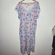 Only Necessities 30/32 3X Plus White Colorful Floral Mumu Nightgown