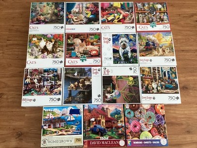LOT 15 Buffalo Dog Days and Cats/CEACO/Master Pieces, 750  Piece Complte Puzzles