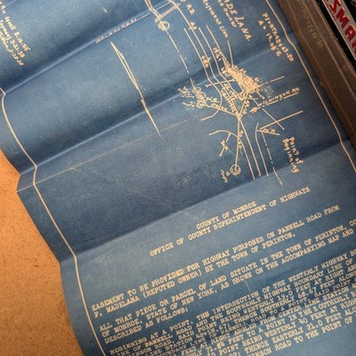 1938 Monroe County NY Pannell Road Blueprint Map Perinton Highway Easement Vtg