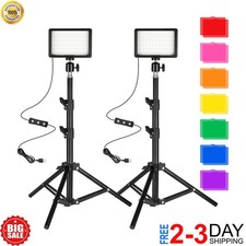 2 Pack LED Video Light Photography Lighting Kit with Tripod Colored Filters