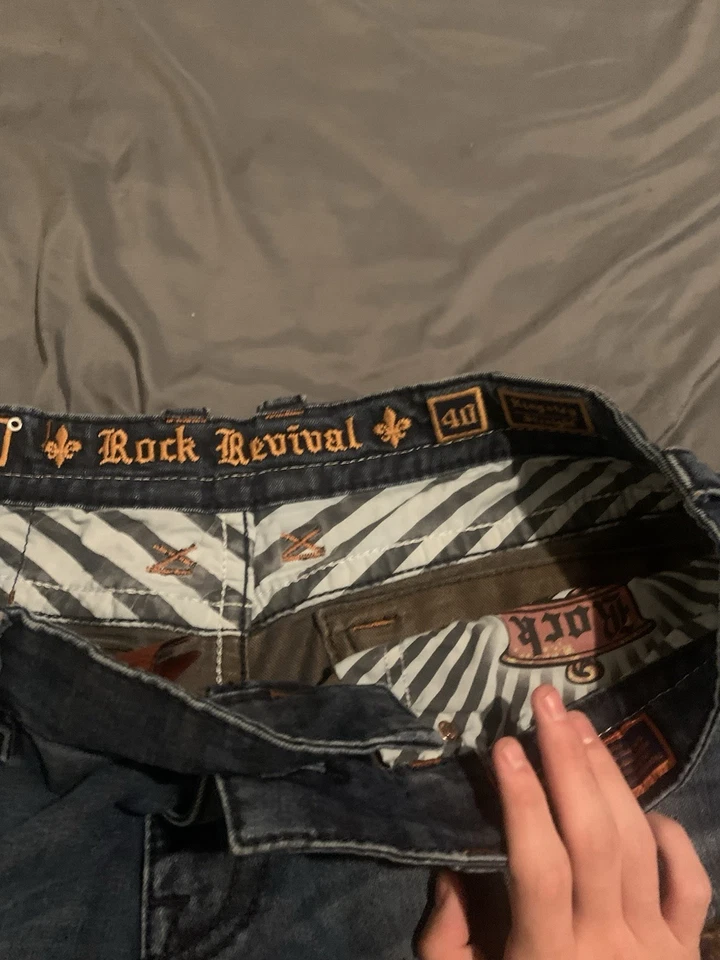 Rock Revival Jeans Mens 40 Dark Wash Faded Distressed Kingsley Shorts - Image 3 of 3