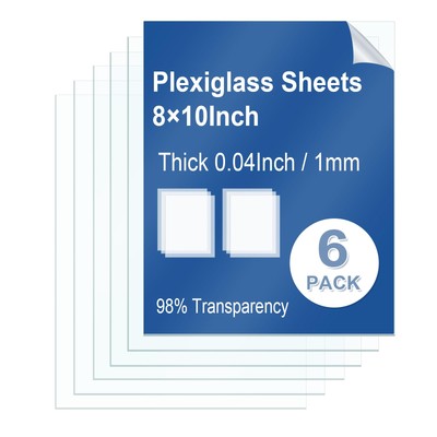 6 Pack Clear Plexiglass Sheets 8×10×0.04In Thin PET Plexiglass Sheets for Cra...