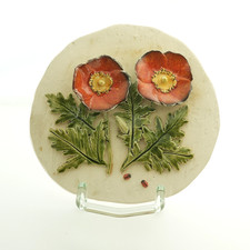 Erzgebirge,  Wandschmuck, Handarbeit, Keramik, Blumendekor