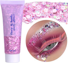 Pink Face Glitter Gel,Singer Concerts Music Festival Pink Out Accessories,Lover