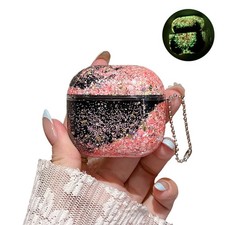 Black Night Light Flower Glitter Shiny Cover Case For Apple AirPods 4 3 2 1 Pro