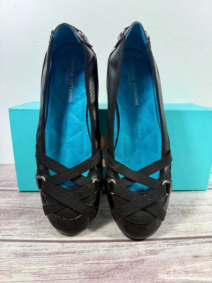 Zapatos deportivos Adrienne Vittadini para mujer 7,5 M informales sin cordones de ballet planos negros Foto 4 de 4