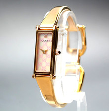 [Exc+5] Vintage GUCCI 1500L 13mm Pink Shell Gold Quartz Women's Watch From JAPAN