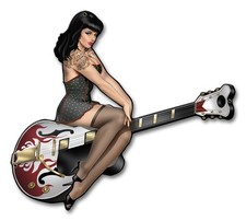 Blechschild Gitarren Pin up S   Oldschool Roc...