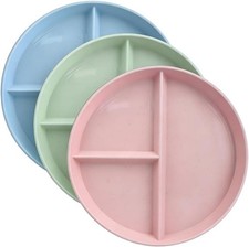 3 Pack Divided Plates for Adults, Portion Control Plates Compartment Dinner