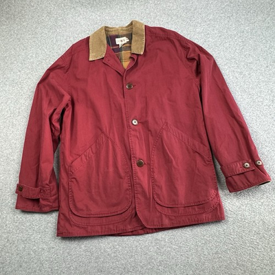 #ad #ad Vintage J Crew Oarsman Barn Jacket Flannel Lined Chore Coat Mens Medium Red 90s $54.95