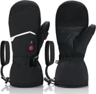 Day wolf Black Heated Mittens Gloves Rechargeable Snow Sports