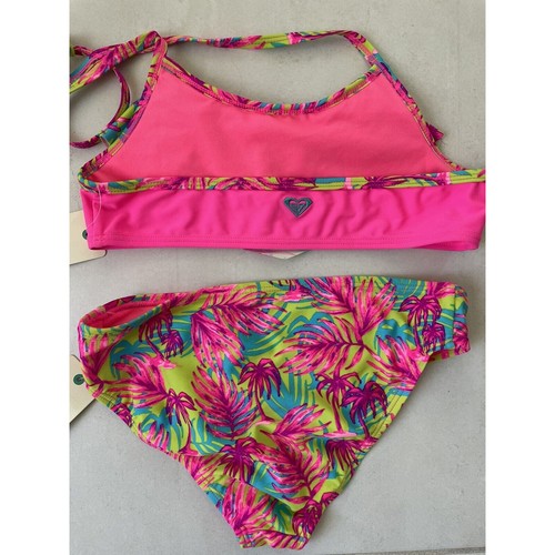 Roxy Girls Bikini Kids Swimsuit Multicolor Floral Print Ruffled - Picture 6 of 11