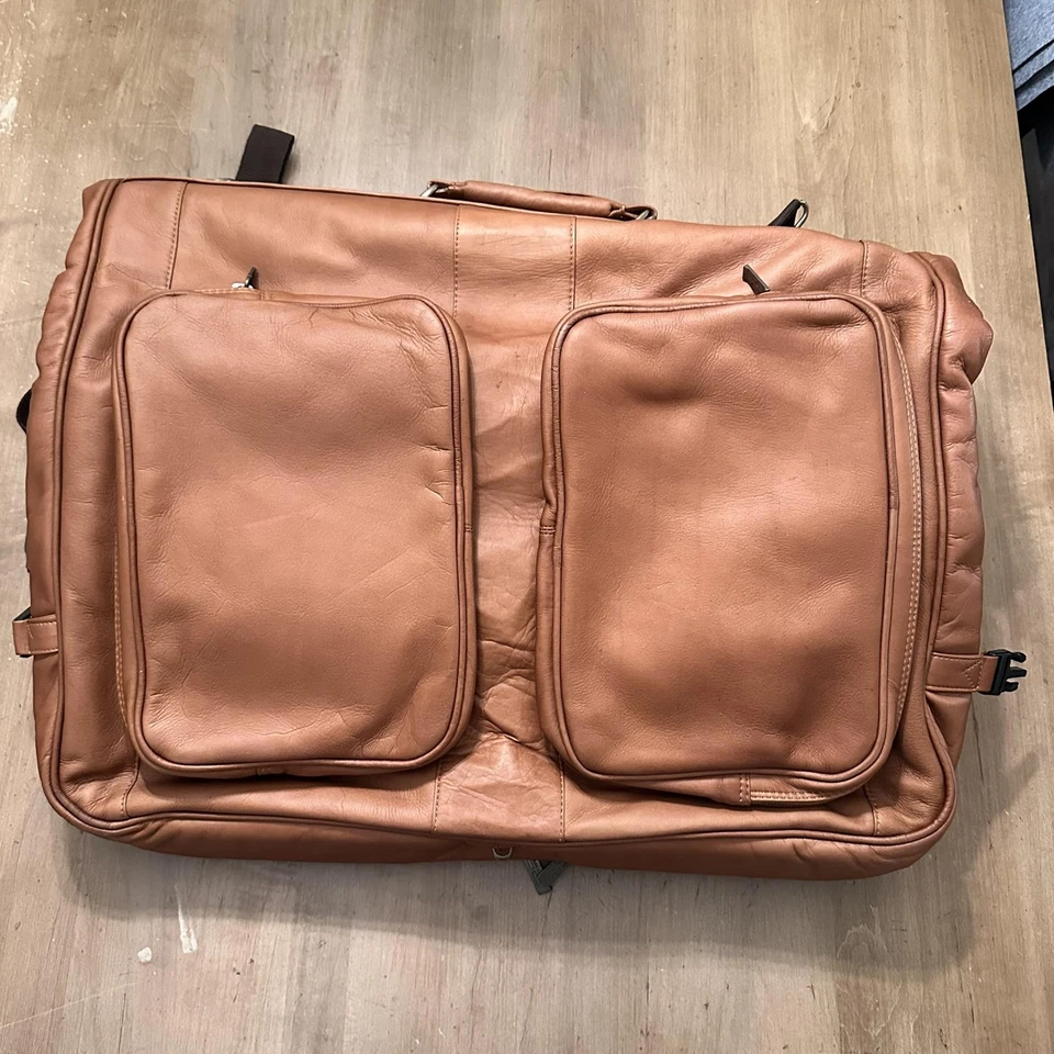 Juego de equipaje de viaje de lona de mano bolsa de ropa de cuero Claire Chase tostado Foto 4 de 4