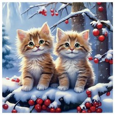 Cat Animal Diamond Painting Kits for Adults, Round Full Drill Diamond Art Kits,