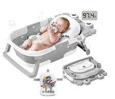 Collapsible Baby Bathtub for Infants to Toddler with Real-time Temp