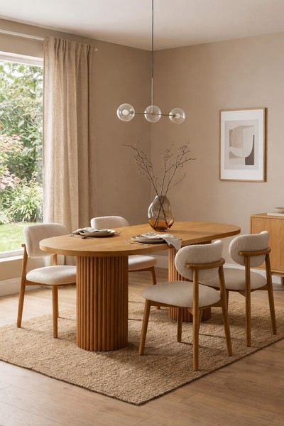 Stilvolles Braunes Esszimmer-Set Esstisch Aus Holz StüHle EsszimmermöBel-image