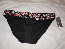 Kenneth Cole Reaction New Womens Black Floral L Bikini Bottoms Bathing Suit