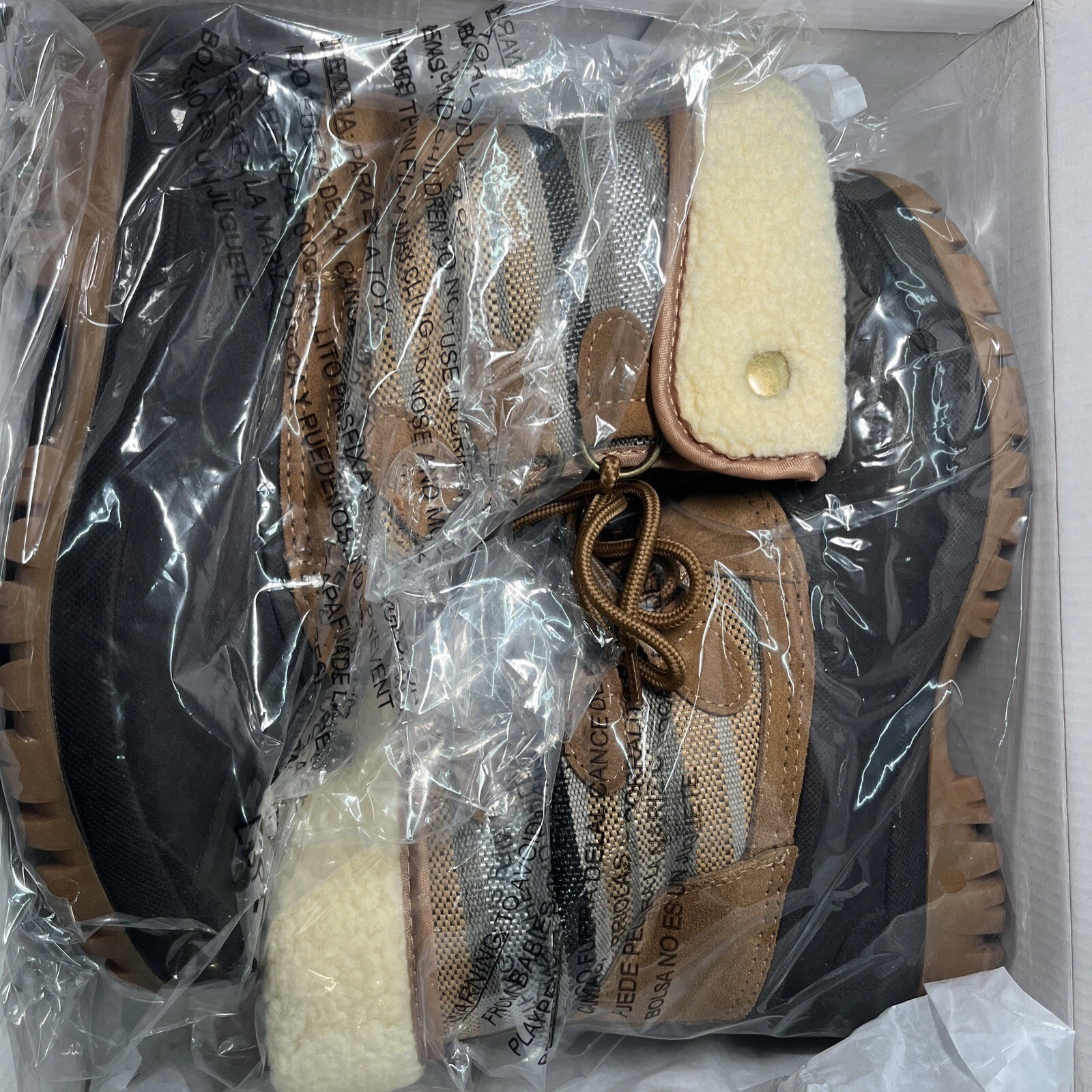 STQ ST20017 Womens Navy Tan Lace Up Mid Calf Waterproof Snow Boots Size 8