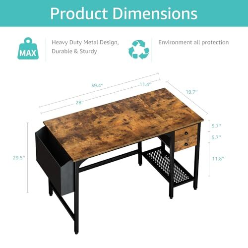 Computer Desk with Drawers - 40 Inch Work Small Desk for Bedroom Home ...