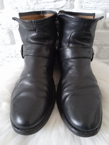 Fiorentini Baker Black Biker Leather Italy Boots EU 38 - Picture 3 of 9