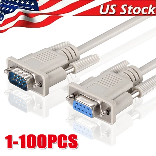 DB9 RS232 Male to Female Serial Port Extension Cable Cord3ft/5ft/10ft/16.4ft Lot