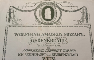Mozart Wolfgang 1906 Memorabilia Gedenkblatt Jugendstil Vienna | eBay