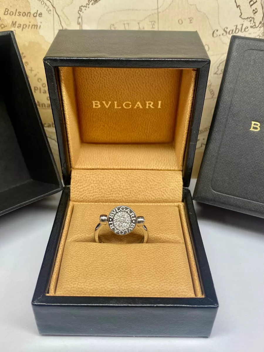 BVLGARI 18K White Gold Pave Diamond And Black Onyx Rotating Flip