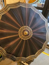 ANTIQUE PARASOL BAKELITE n SILK 24  blue and purple amber handle working lovely