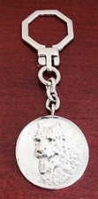 VINTAGE 925 STERLING SILVER DOG TERRIER FRONT CROWN BACK KEY HOLDER. 15.64GRS
