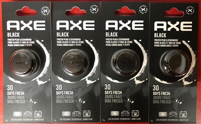 (4) NEW AXE BLACK VENT CLIPS CAR AIR FRESHENERS FROZEN PEAR & CEDARWOOD SCENT