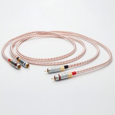Pair OCC Pure copper 2RCA to 2 RCA Male Hifi Audio Interconnect CD Cable