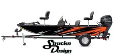 Black Orange Retro Grey Vinyl Graphic Decal Kit Fishing Abstract Lines Boat Wrap