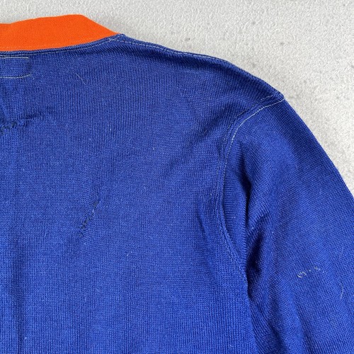 Vintage 30s 40s Sand Knit Wool Jersey Blue Orange Veyl Jewelers Long Sleeve 40 - Picture 16 of 20