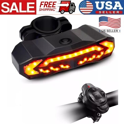 Smart Bike Tail Light LED USB with Turn Signals Automatic Brake Light Remote NEW