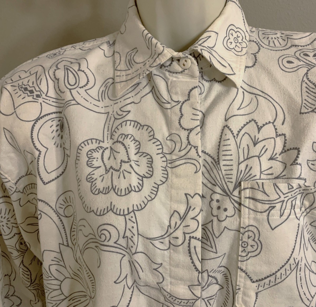 トップス Vintage CATHY HARWICK Flannel SHIRT 6 Button Front COTTON Shoulder