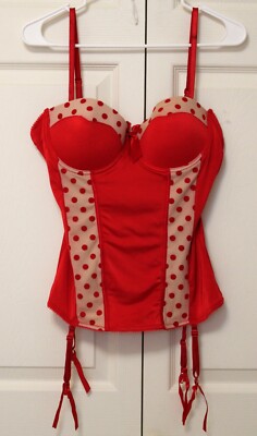 Black Fuschia Underwire Boned Corset, Color Red, Size XL, New without Tags