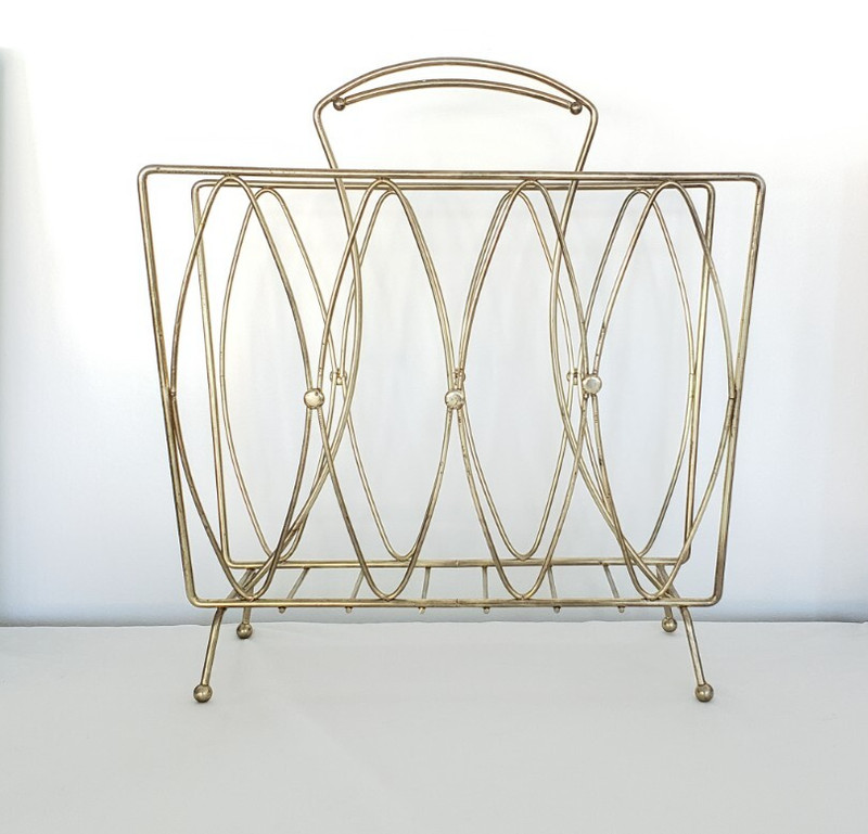 VINTAGE METAL MAGAZINE RACK  Local pickup only