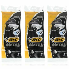 Pack of 3 New Bic Metal Men's Disposable Shaving Razors, 5-Count x 1 Pack